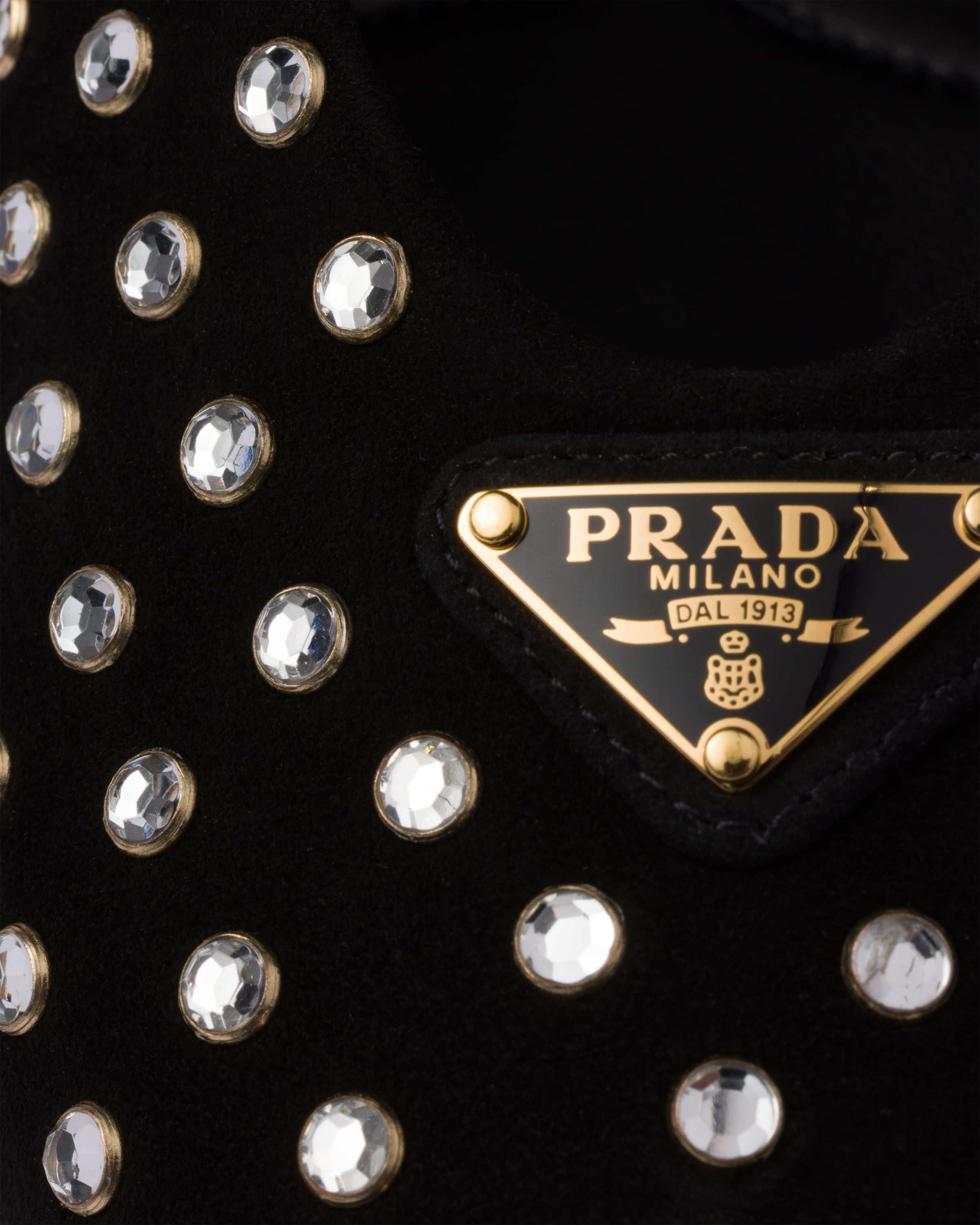 【 PRADA 】スエード バレリーナ ブラック クリスタル付 スエード バレリーナ | PRADA