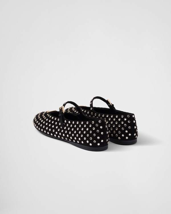Suede ballerinas with crystals Suede ballerinas with crystals