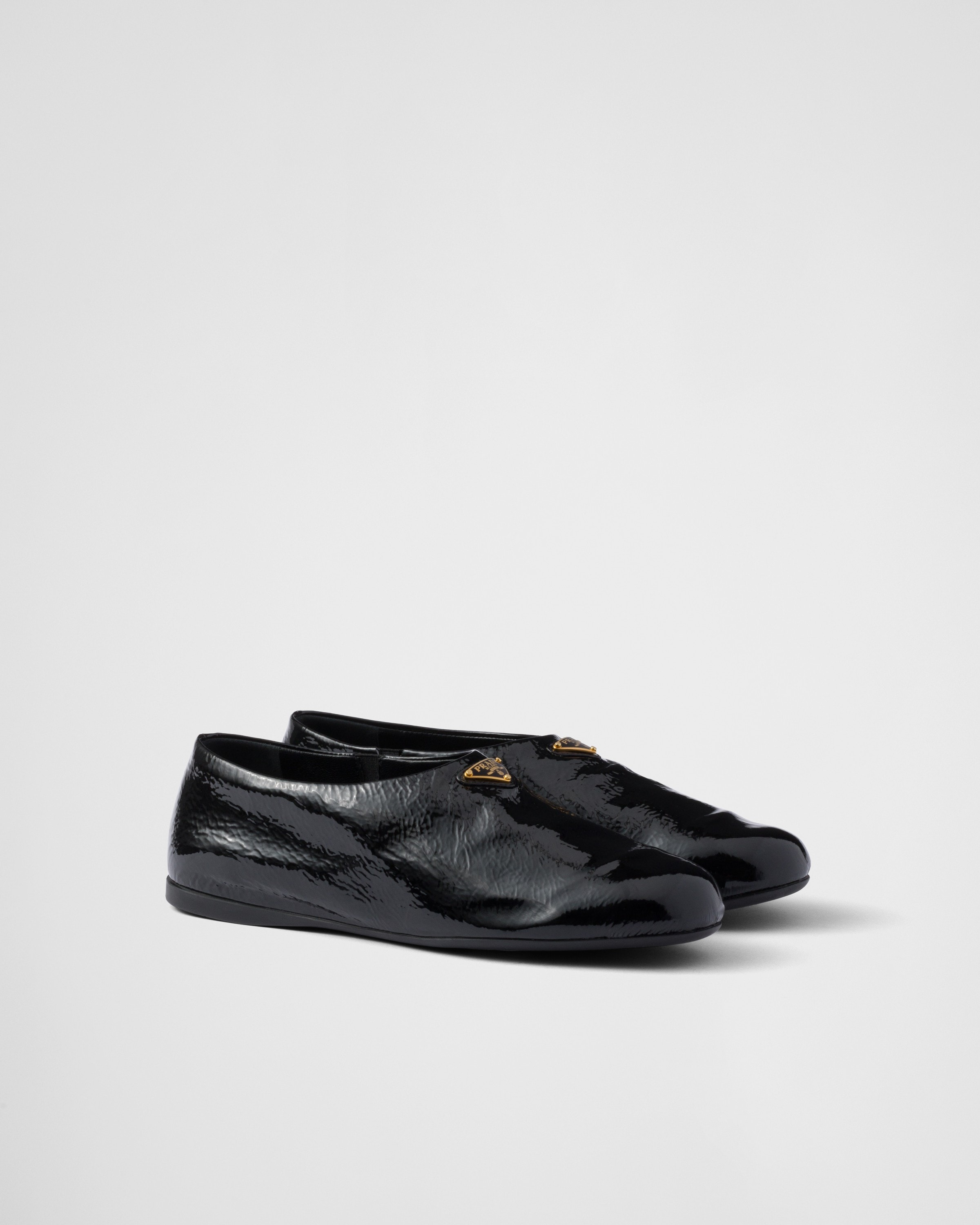 Prada Patent Leather Ballerinas In Black
