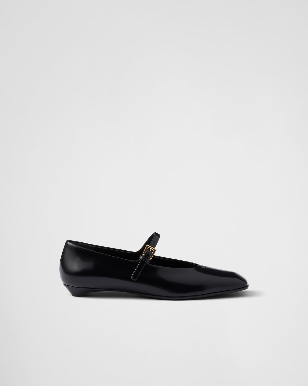 Black Brushed Leather Mary Jane Ballerinas | PRADA