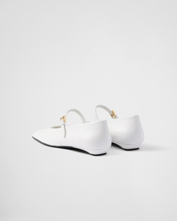 Brushed leather Mary Jane ballerinas - White Brushed leather Mary Jane ballerinas - White