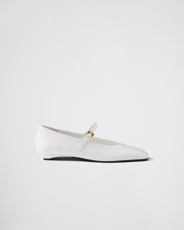Brushed leather Mary Jane ballerinas - White Brushed leather Mary Jane ballerinas - White