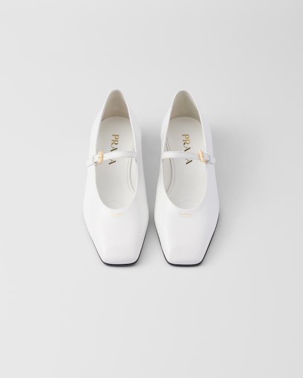 Brushed leather Mary Jane ballerinas - White Brushed leather Mary Jane ballerinas - White
