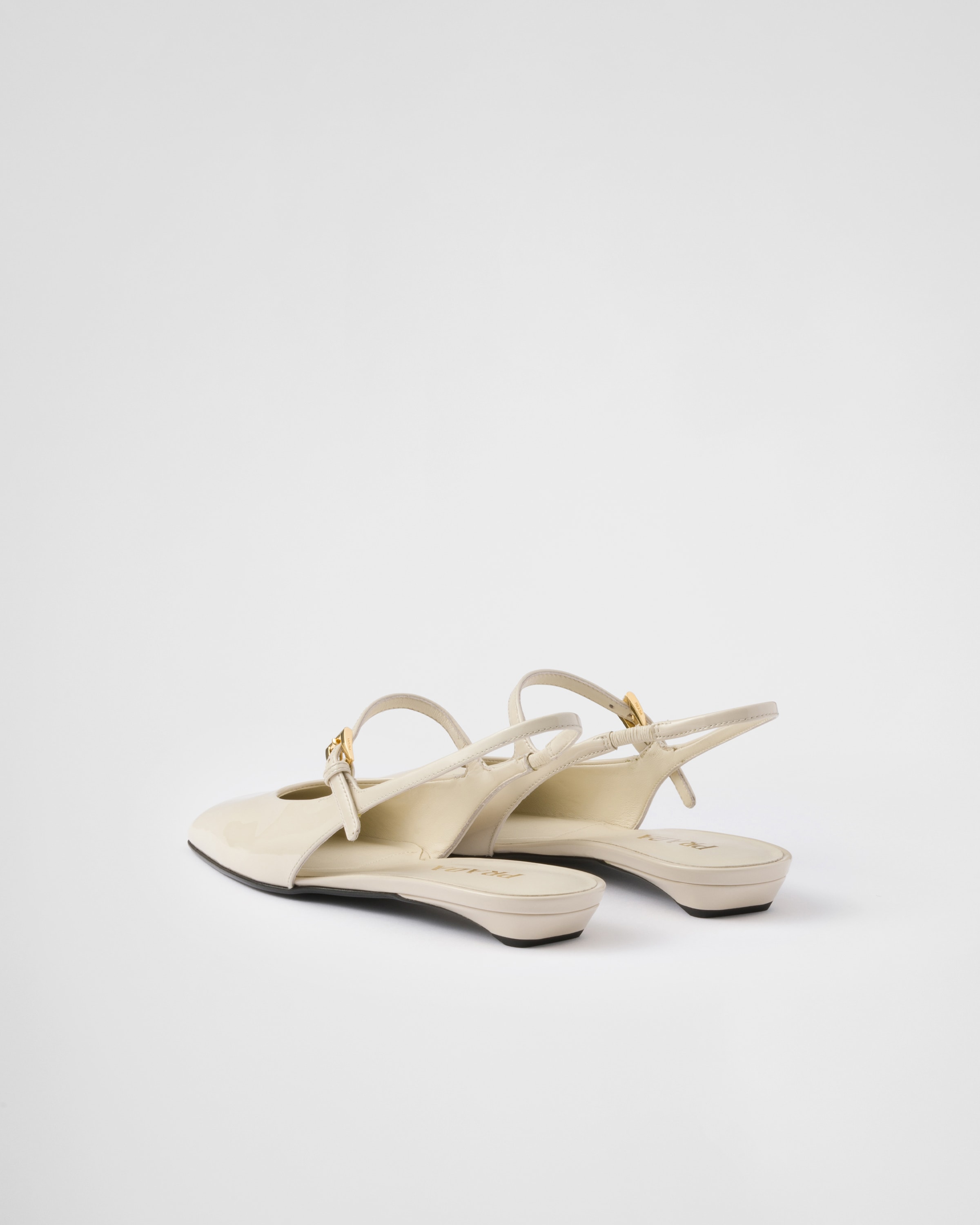 Shop Prada Patent Leather Slingback Ballerinas In Ivory