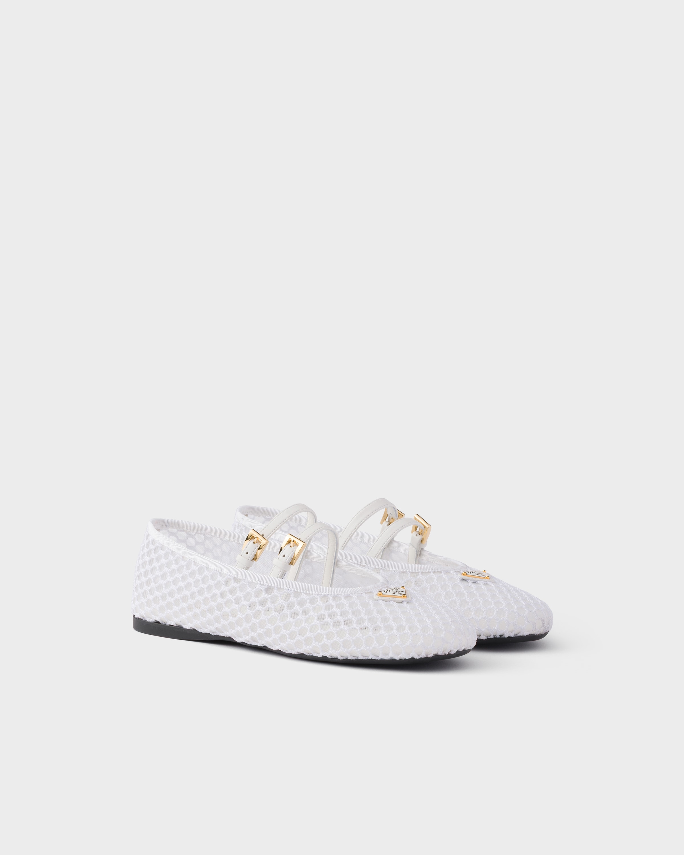 White Mesh Fabric Ballerinas | PRADA - United States