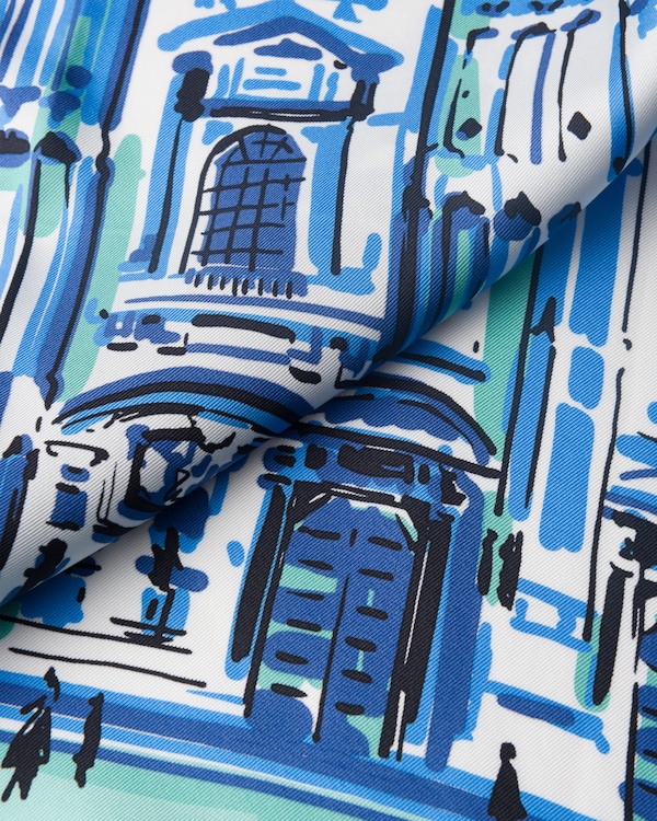 Pittoresque-Tuch aus Seide mit Mailand-Print, 90 x 90 - Himmelblau Pittoresque-Tuch aus Seide mit Mailand-Print, 90 x 90 - Himmelblau