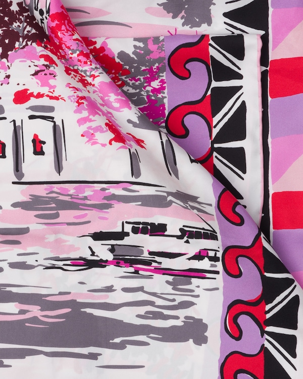 Pittoresque Paris printed silk foulard 90x90 Pittoresque Paris printed silk foulard 90x90
