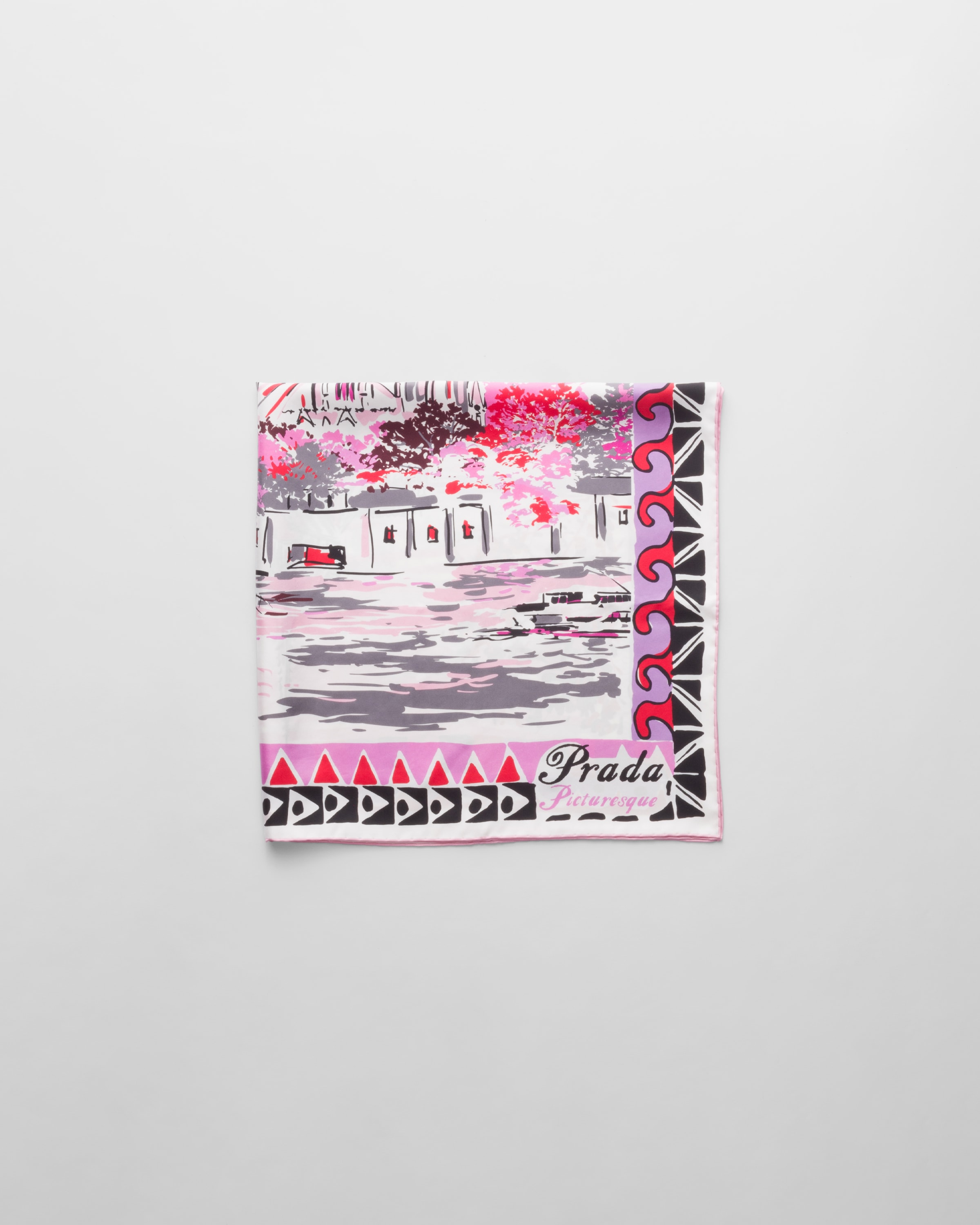 Prada Pittoresque Paris-print 90 Seidentuch In Quartz