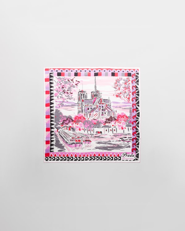 Pittoresque Paris printed silk foulard 90x90 Pittoresque Paris printed silk foulard 90x90