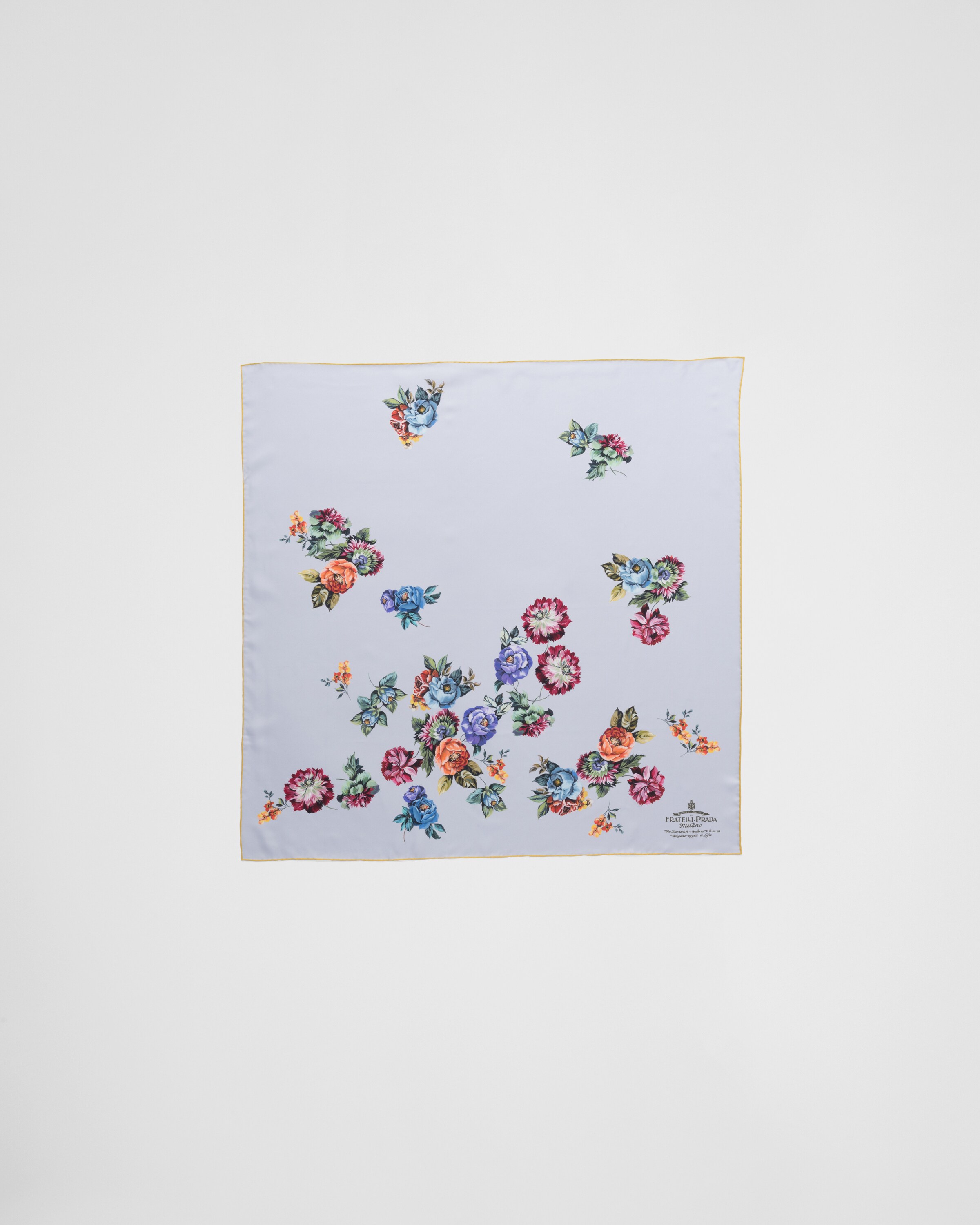 Prada Silk Gardenia Square Scarf In Steel Gray