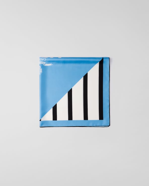 Turquoise Printed silk twill scarf 90x90 | PRADA