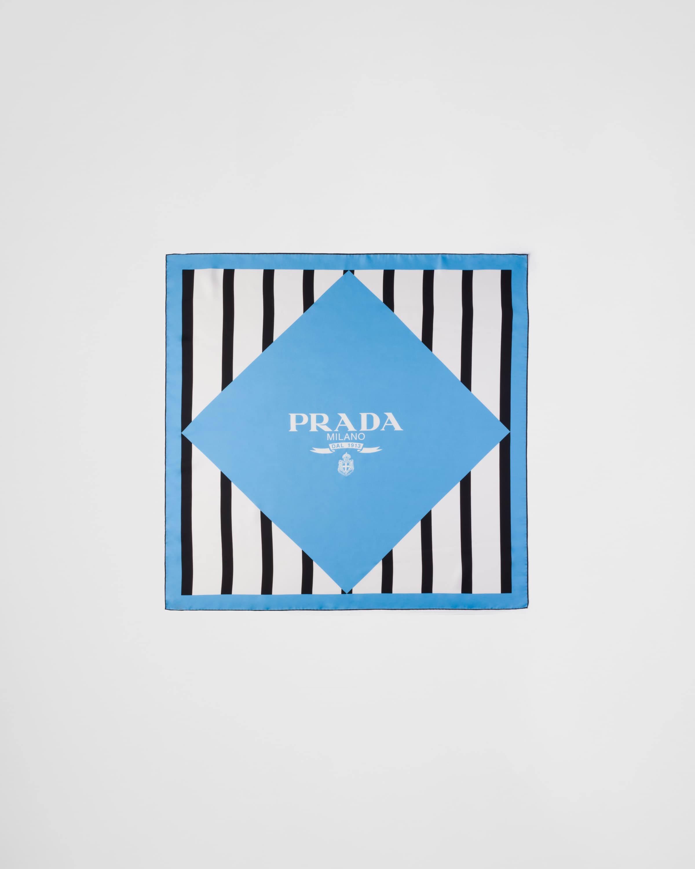 Prada Bedruckter Schal Aus Seidentwill In Meerblau