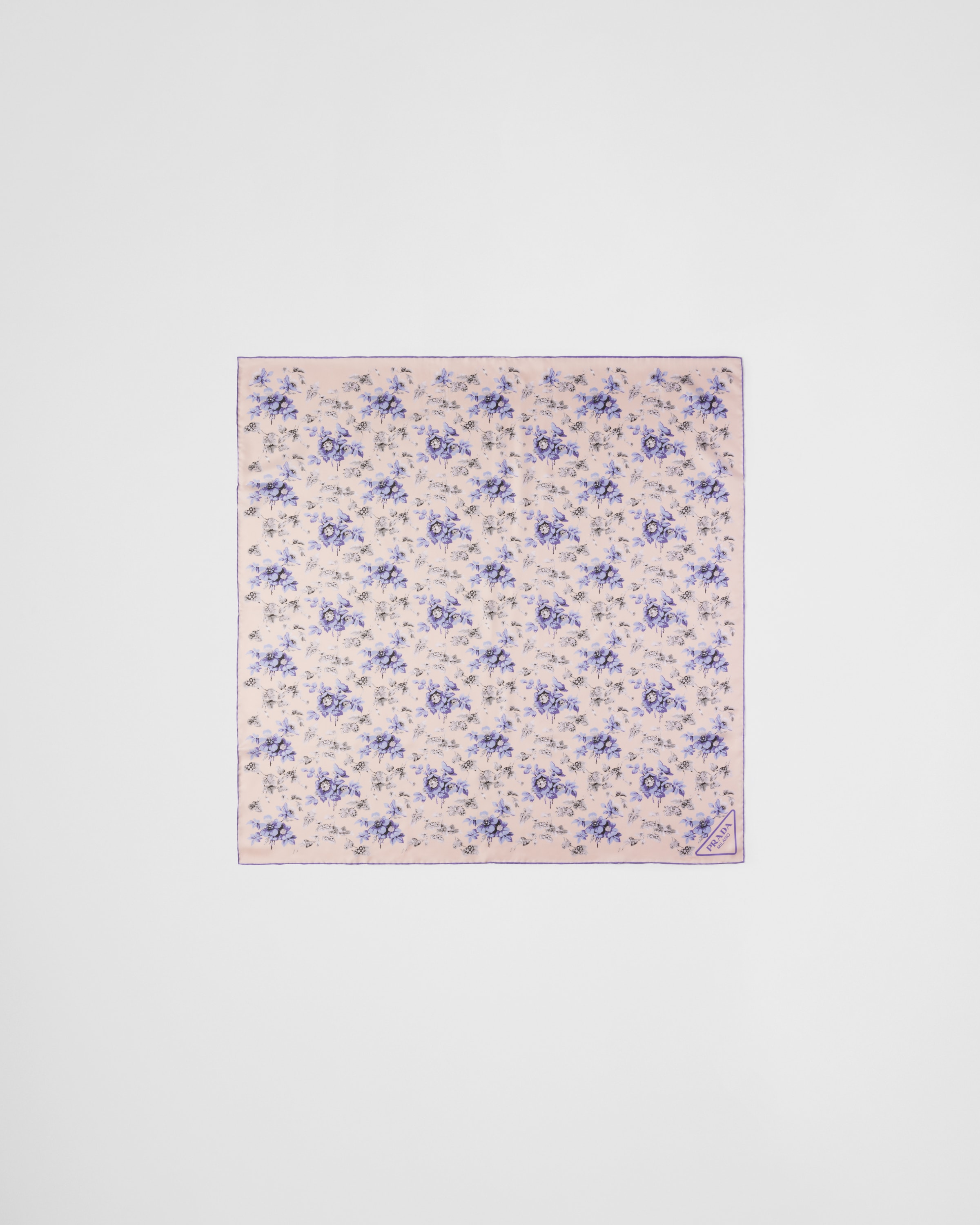 Periwinkle Blue Printed Silk Twill Scarf 90x90 | PRADA