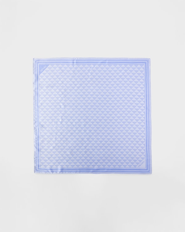 Schal aus Jacquard-Seide 90x90 - Welle/Weiß Schal aus Jacquard-Seide 90x90 - Welle/Weiß