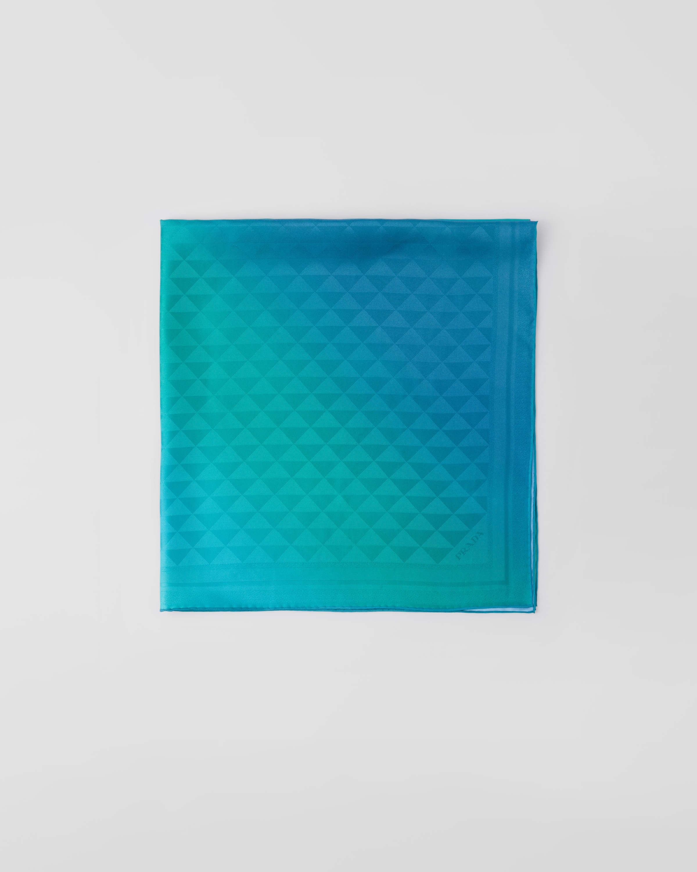 Prada Printed Silk Twill Scarf In Turquoise