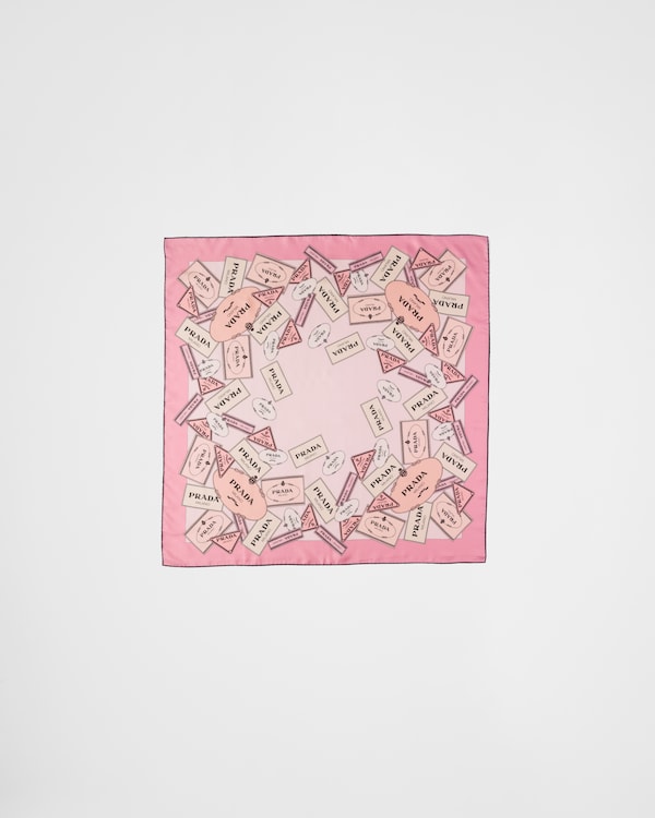 プリントシルクツイル スカーフ 90x90 - ピンク プリントシルクツイル スカーフ 90x90 - ピンク