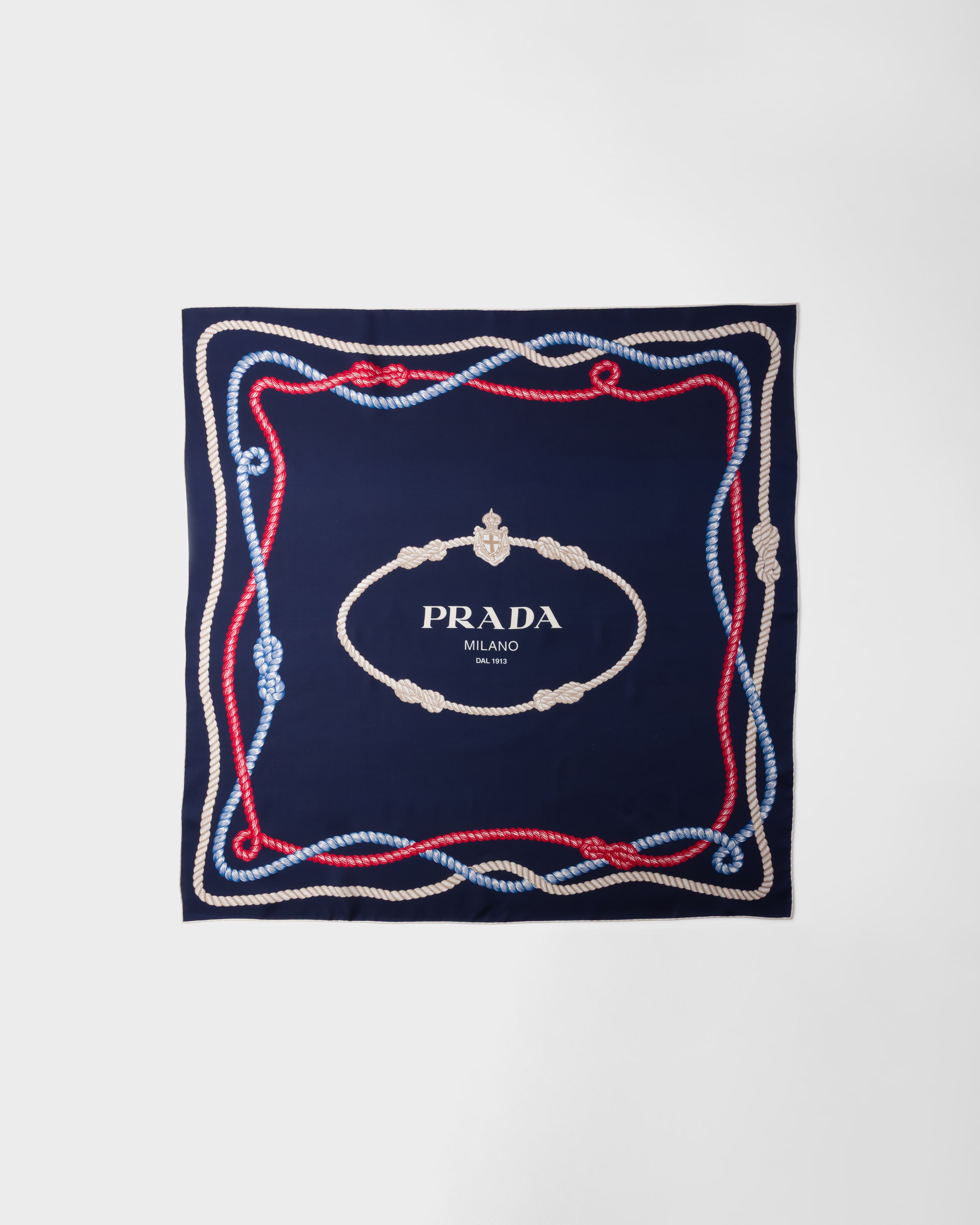 Navy Printed silk twill scarf 90 | PRADA - United States