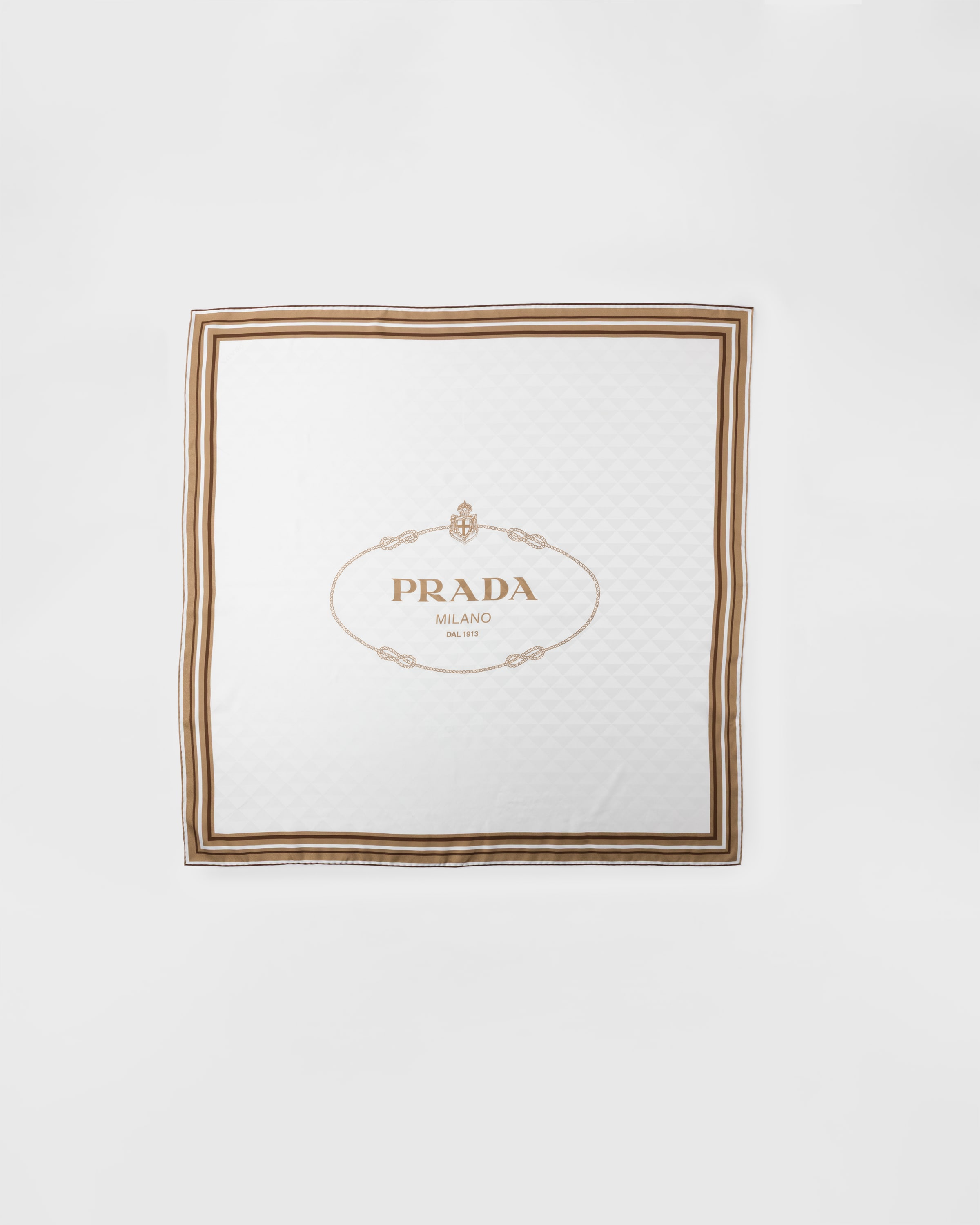 Prada Printed Silk Twill Jacquard Scarf 90 X 90 Cm In White