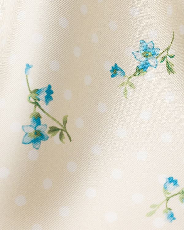 Printed silk twill scarf 90 - Natural/Blue Printed silk twill scarf 90 - Natural/Blue