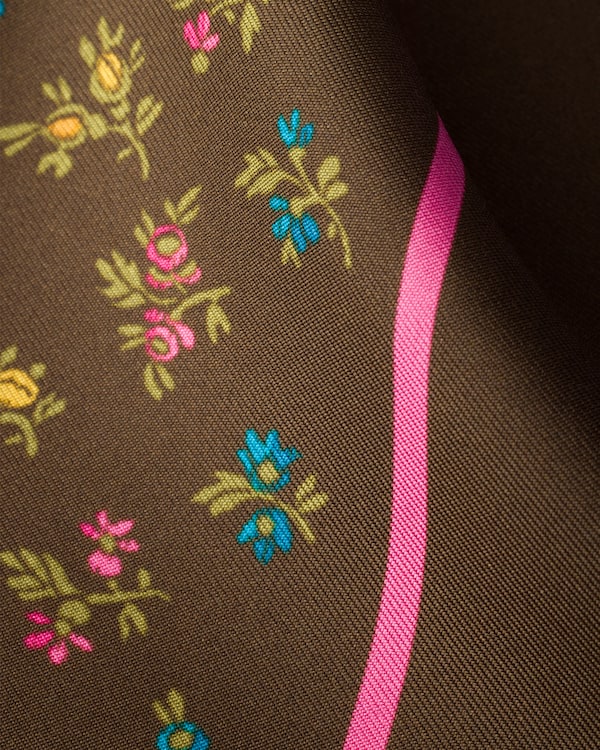 Printed twill scarf 90 - Cocoa Brown Printed twill scarf 90 - Cocoa Brown