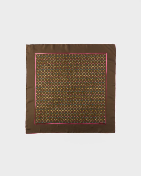 Printed twill scarf 90 - Cocoa Brown Printed twill scarf 90 - Cocoa Brown