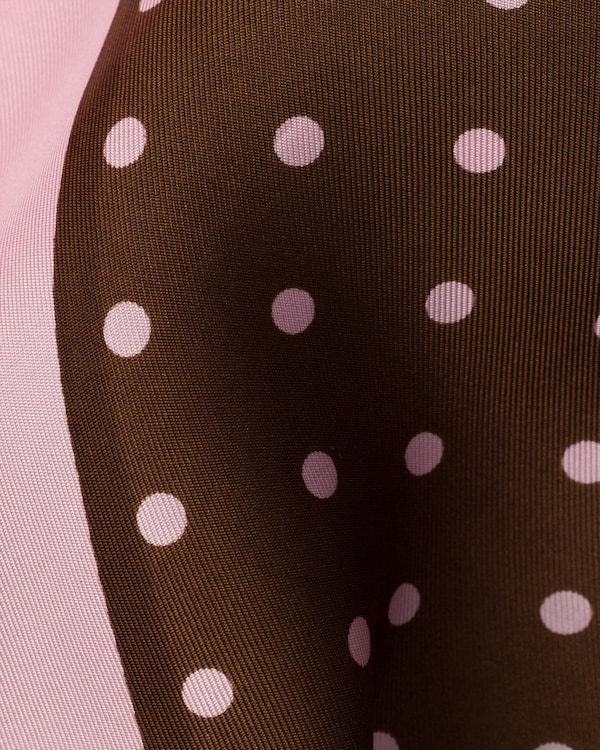 Printed twill scarf 90 - Pink/Cocoa Printed twill scarf 90 - Pink/Cocoa