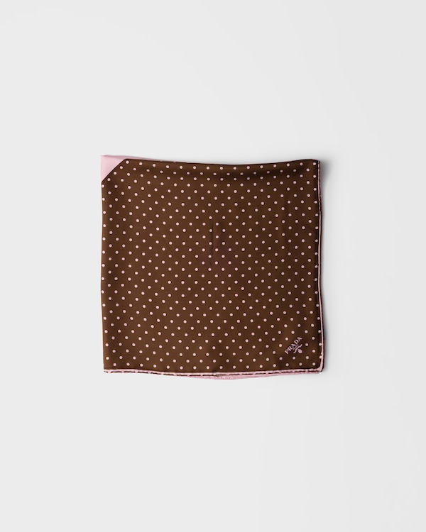 Printed twill scarf 90 - Pink/Cocoa Printed twill scarf 90 - Pink/Cocoa