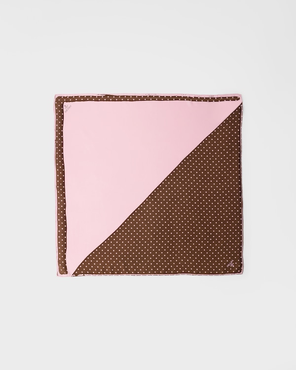 Printed twill scarf 90 - Pink/Cocoa Printed twill scarf 90 - Pink/Cocoa