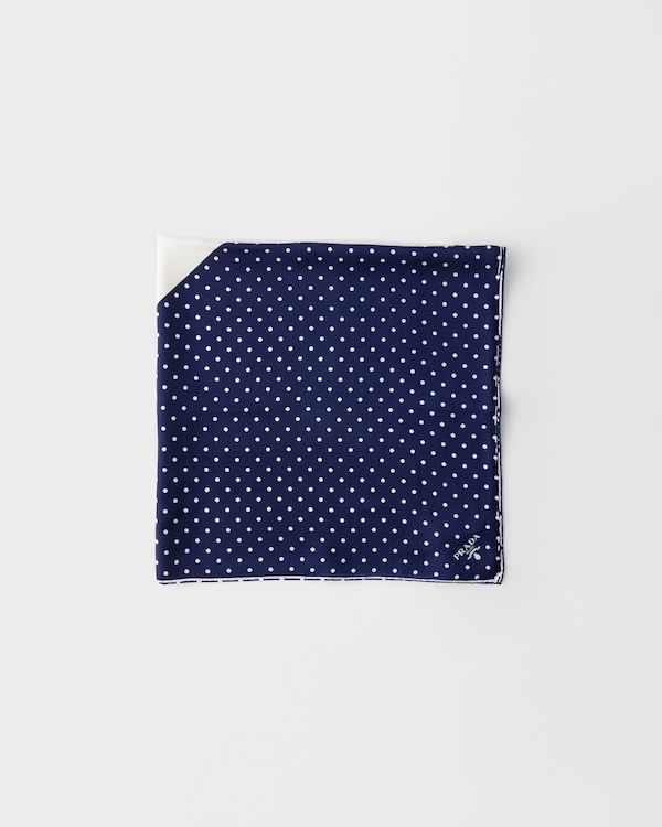 Printed twill scarf 90 - White/Blue Printed twill scarf 90 - White/Blue