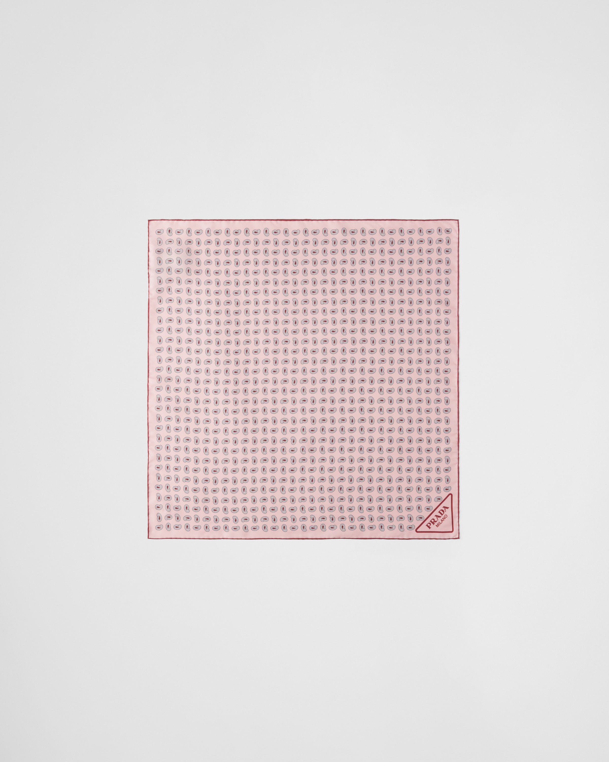 Prada Womens Pink Branded Paisley-pattern Square Silk Scarf In Alabaster Pink