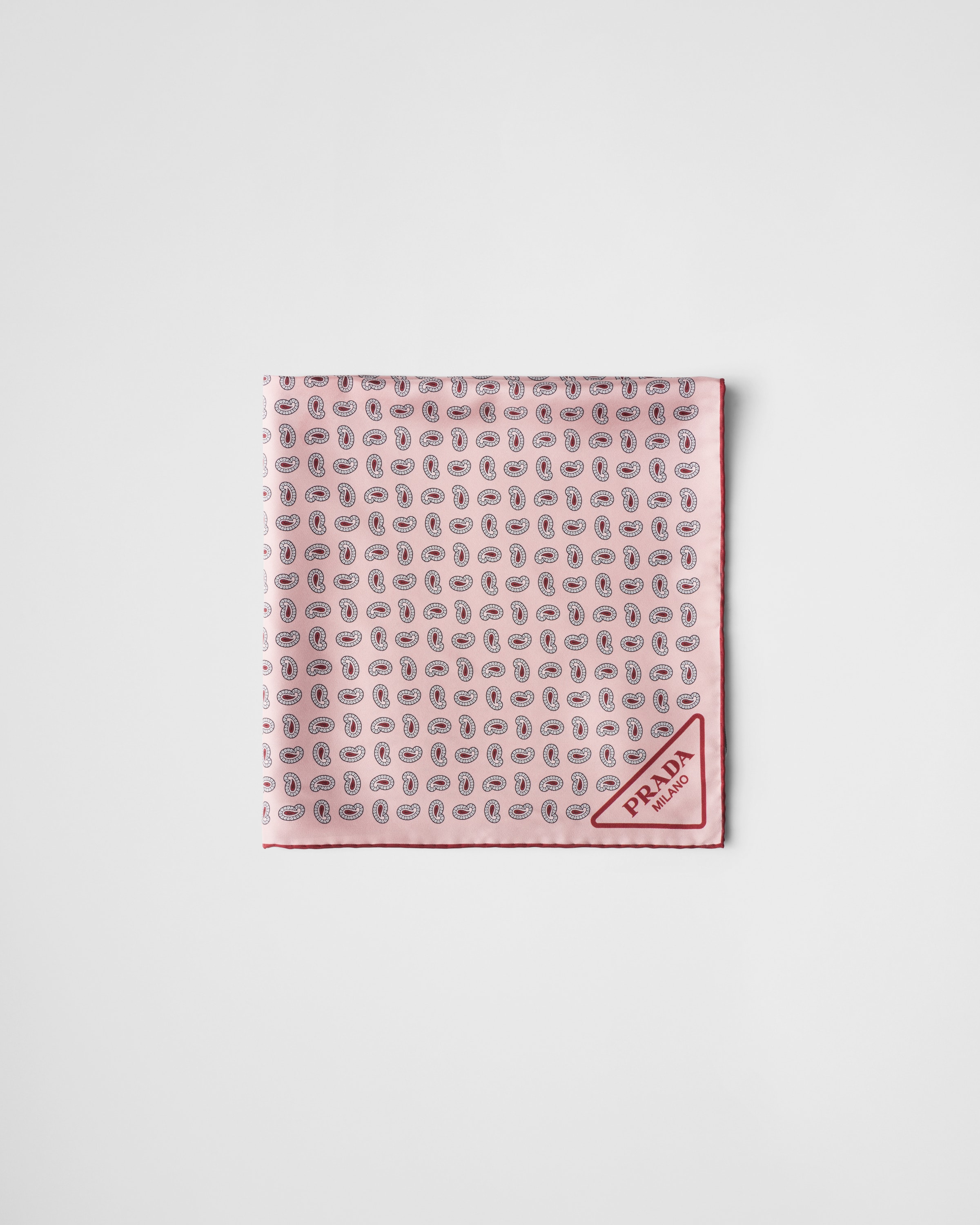 Prada Womens Pink Branded Paisley-pattern Square Silk Scarf In Alabaster Pink