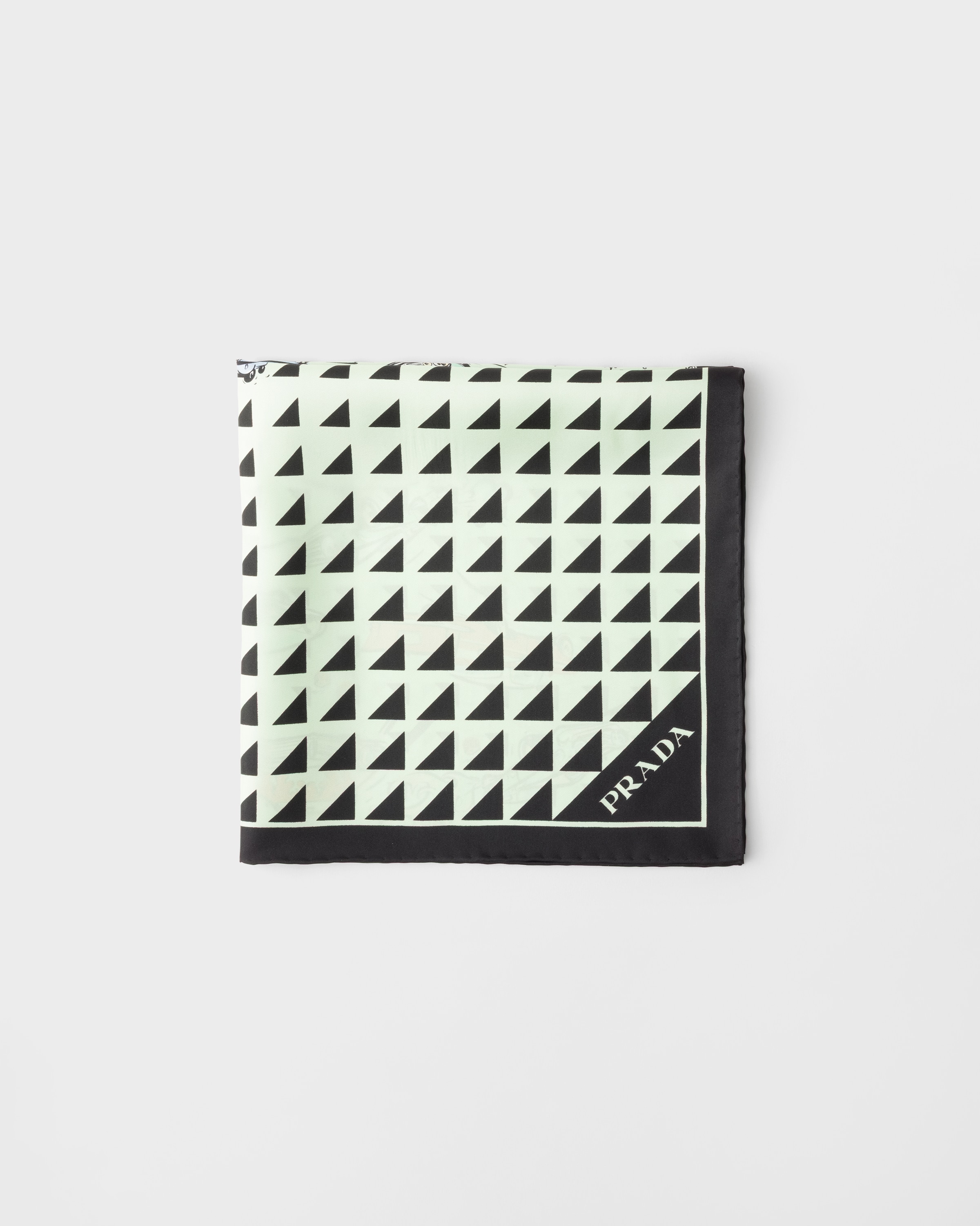 ブラック/アクア プリントシルクツイル スカーフ 55x55 | PRADA