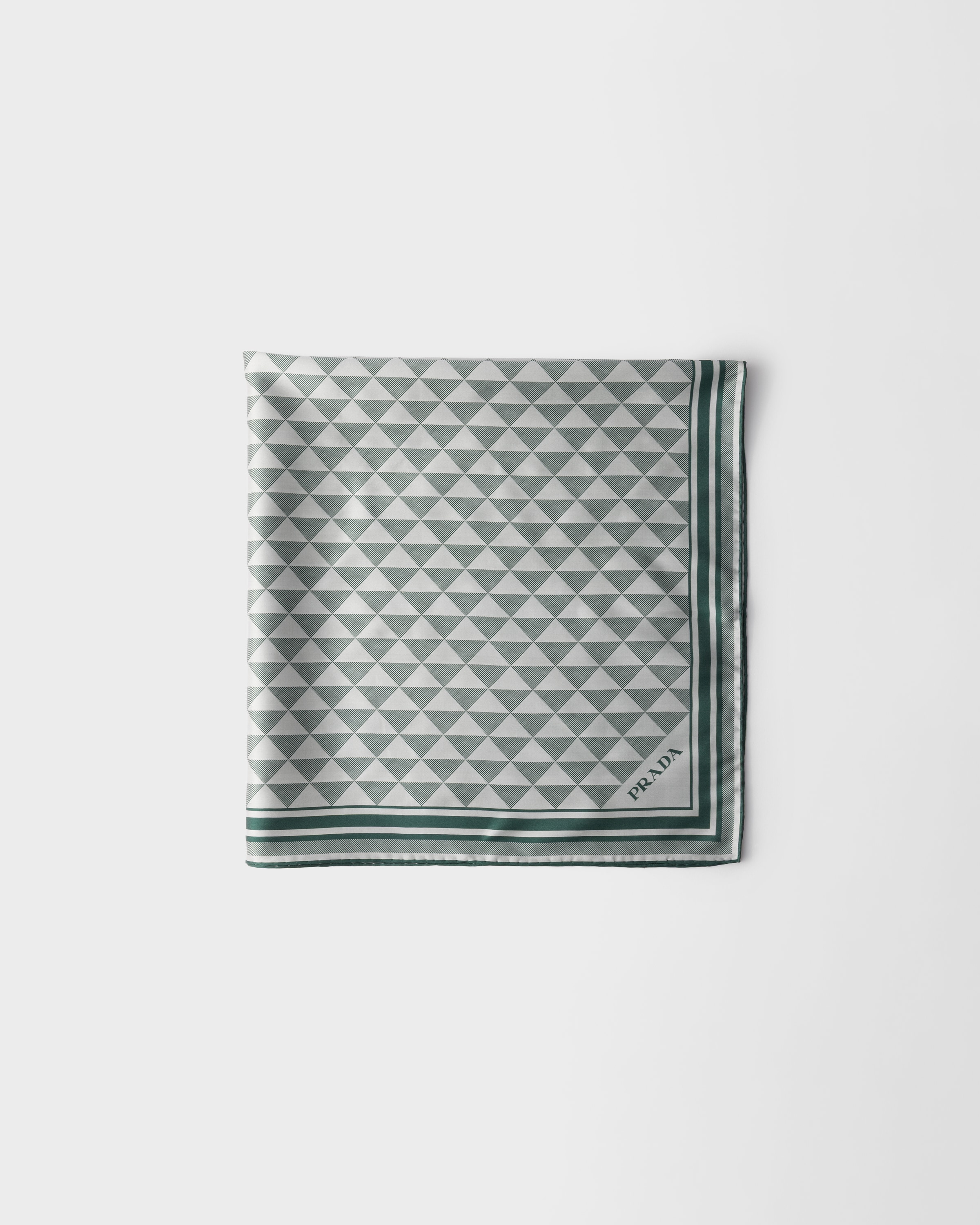 Prada Foulard In Seta Jacquard 55, Donna, Smeraldo