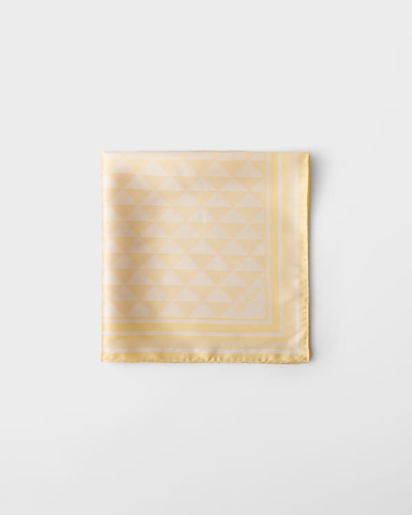 Schal aus Jacquard-Seide 55x55 - Ginster/Weiß Schal aus Jacquard-Seide 55x55 - Ginster/Weiß