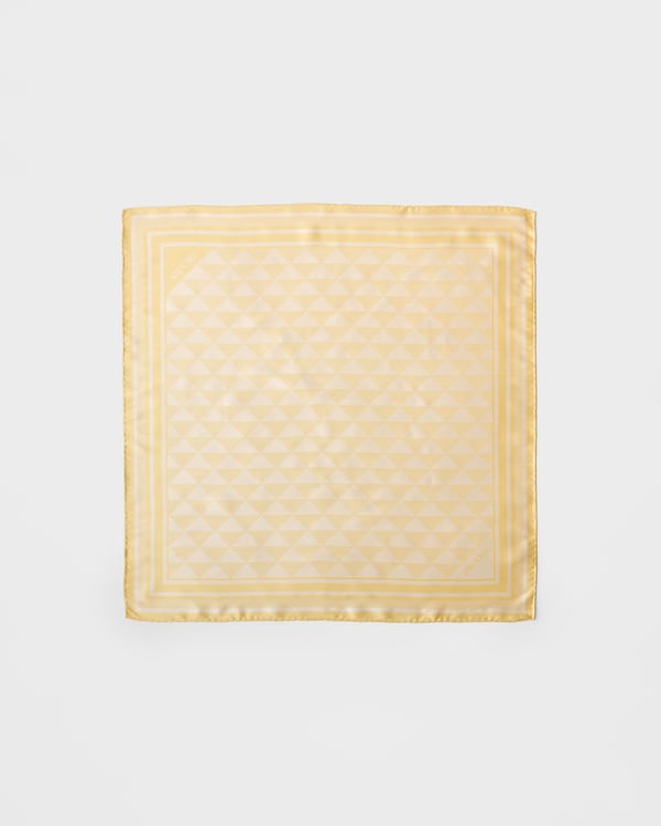 Schal aus Jacquard-Seide 55x55 - Ginster/Weiß Schal aus Jacquard-Seide 55x55 - Ginster/Weiß