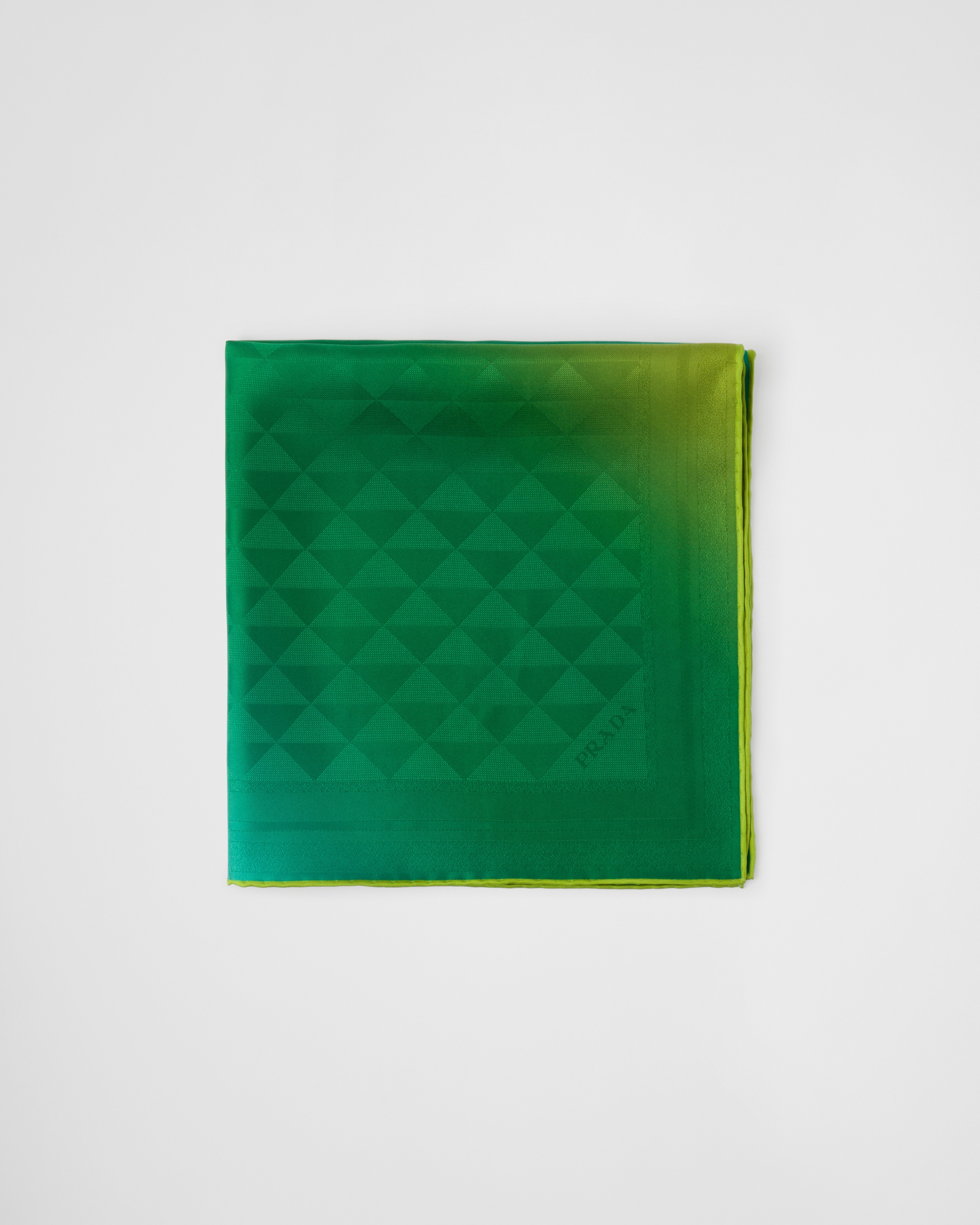 Prada Gradient Geometric Pattern Scarf With Polished Edges In Green