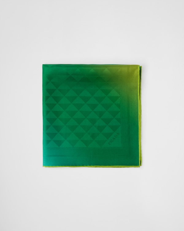 Lime Green Printed silk twill scarf 55x55 | PRADA
