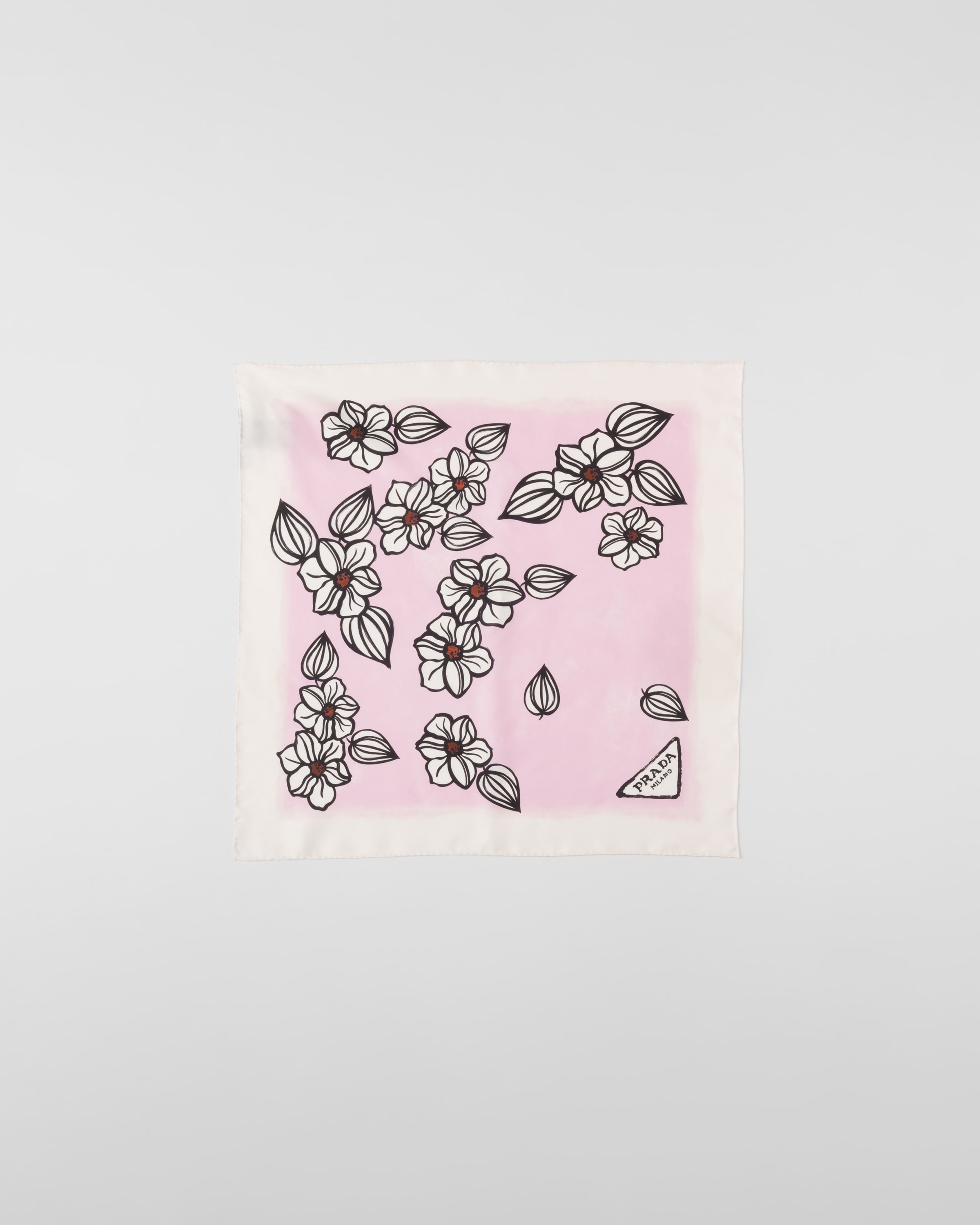Prada Printed Twill Scarf In Rose/tobacco