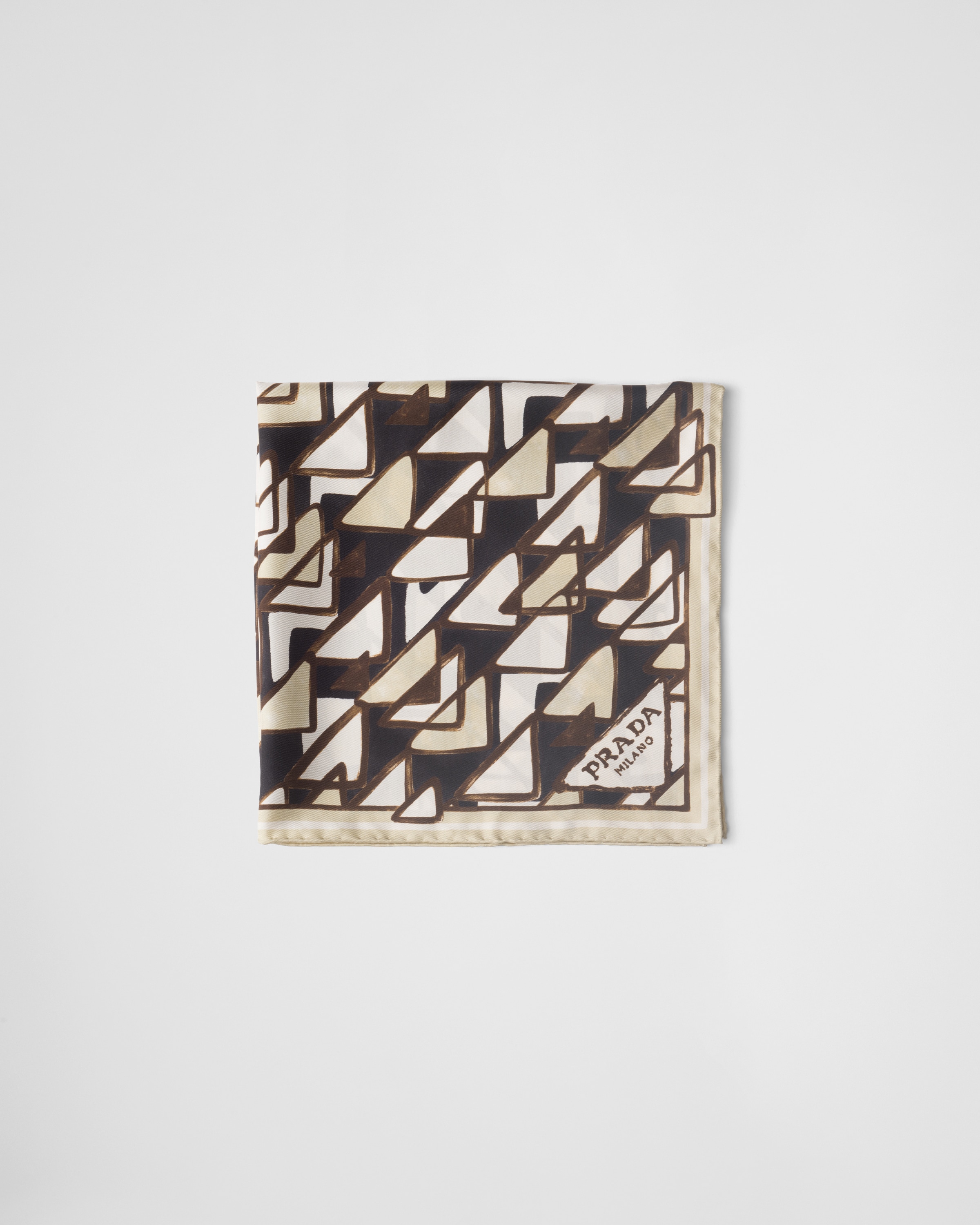 Prada Printed Twill Scarf In Brown