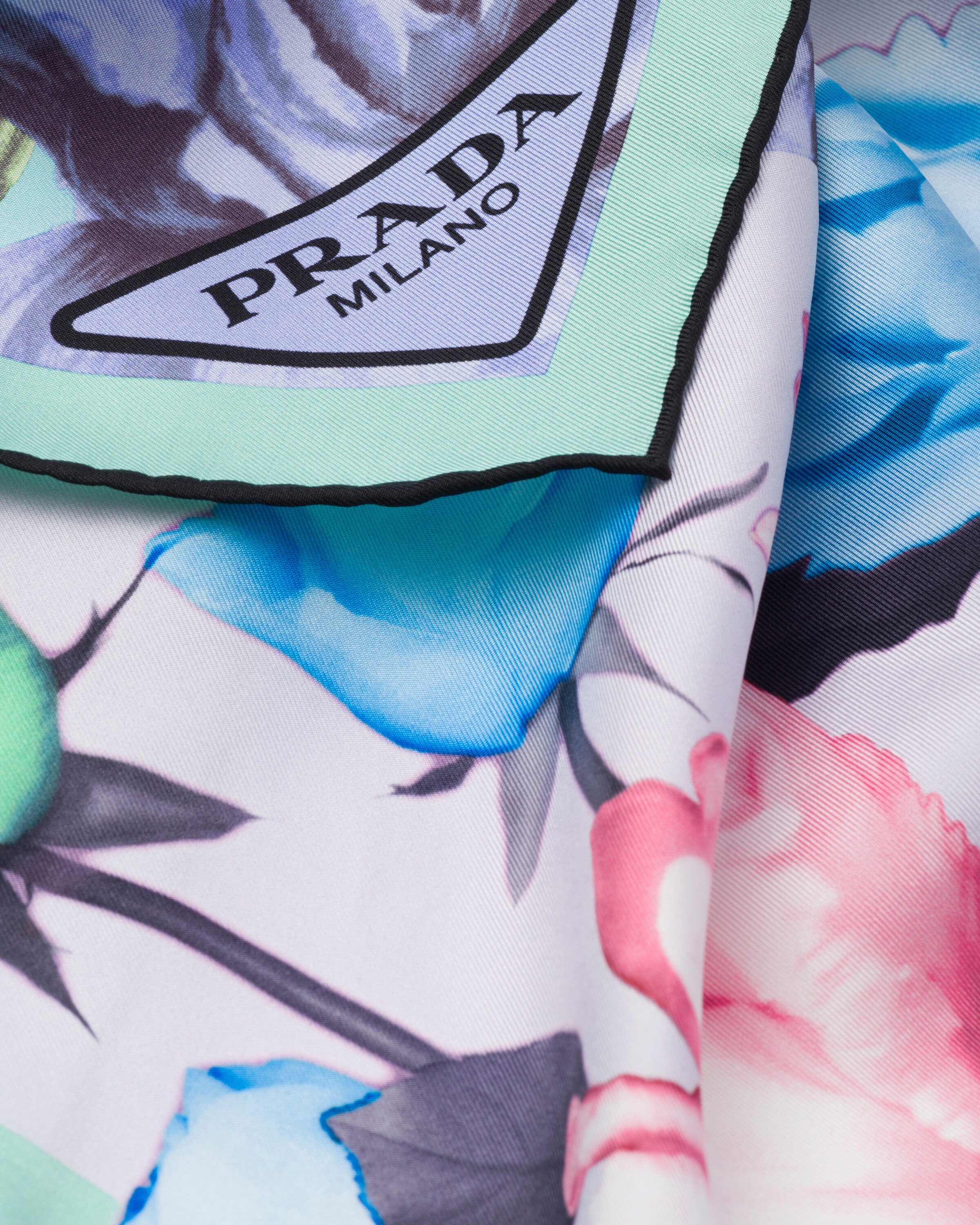パステルパープル プリントシルクツイル スカーフ 55x55 | PRADA