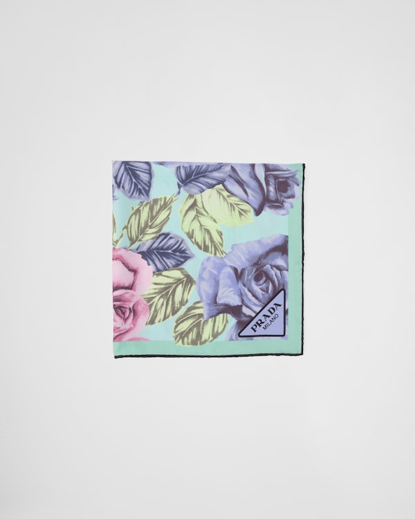 通販 激安 パステルパープル PRADA | 55x55 スカーフ プリントシルクツイル 小物