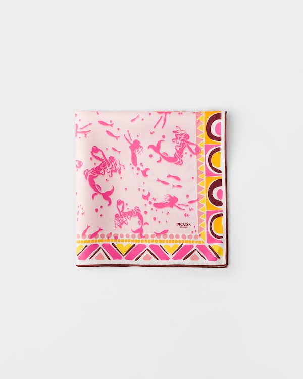 Écharpe en sergé de soie imprimé 55 - Ambre/Rose Poudré Écharpe en sergé de soie imprimé 55 - Ambre/Rose Poudré