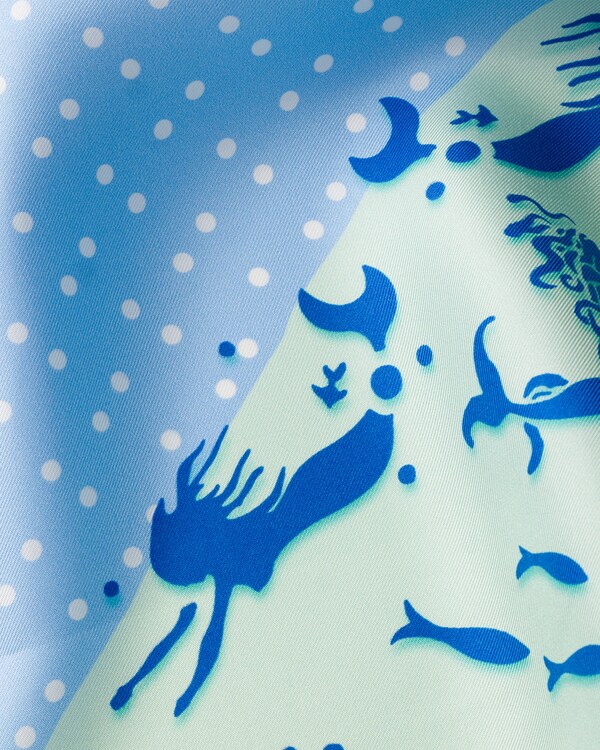 Printed silk twill scarf 55 - Astral Blue/Aquamarine Printed silk twill scarf 55 - Astral Blue/Aquamarine