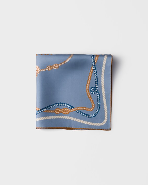 Printed silk twill scarf, 55 x 55 cm - Aviator Blue Printed silk twill scarf, 55 x 55 cm - Aviator Blue