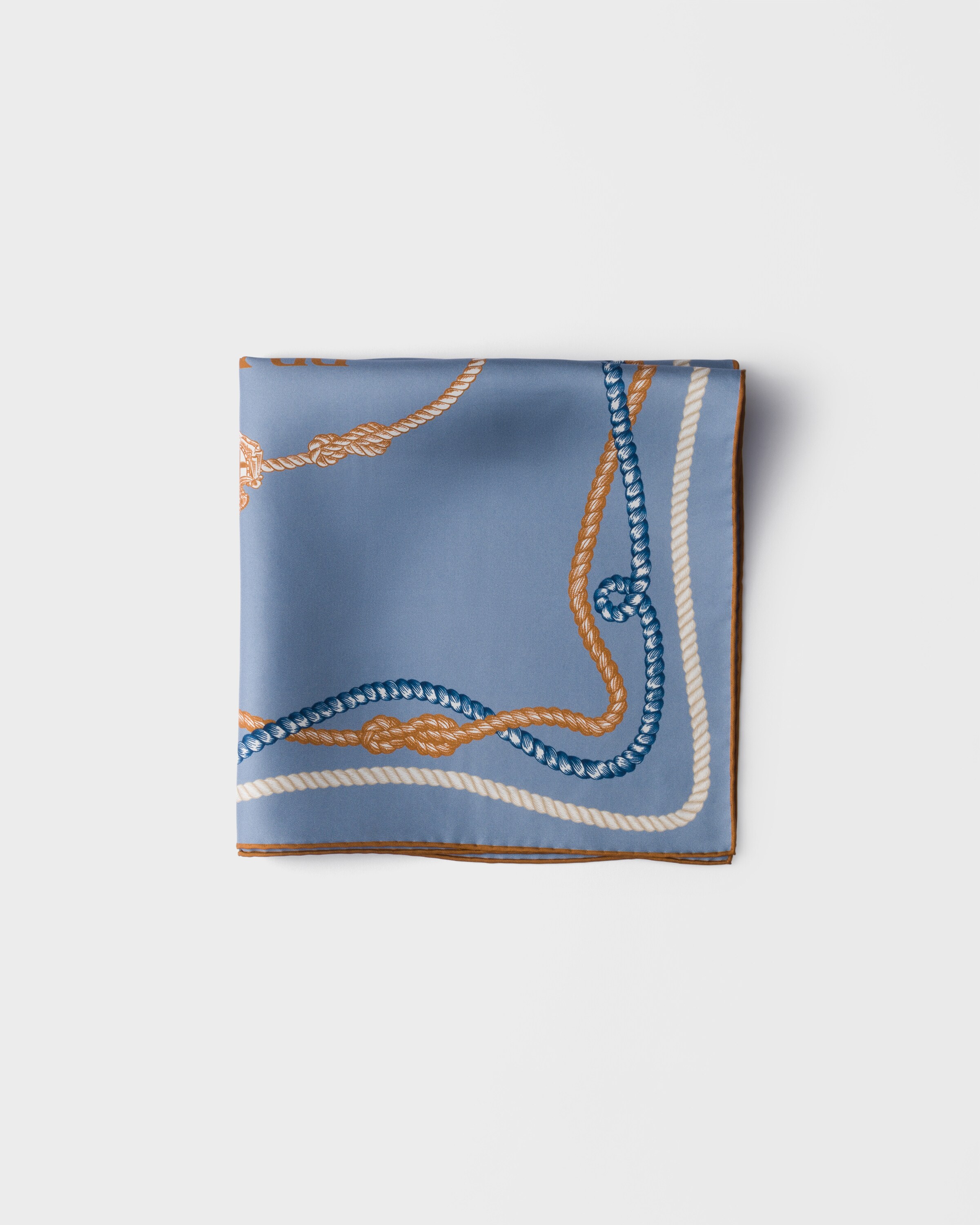Prada Foulard Stampato In Twill Di Seta 55, Donna, Avio