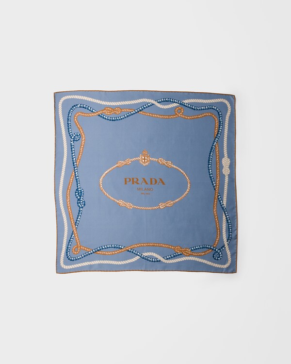Printed silk twill scarf, 55 x 55 cm - Aviator Blue Printed silk twill scarf, 55 x 55 cm - Aviator Blue