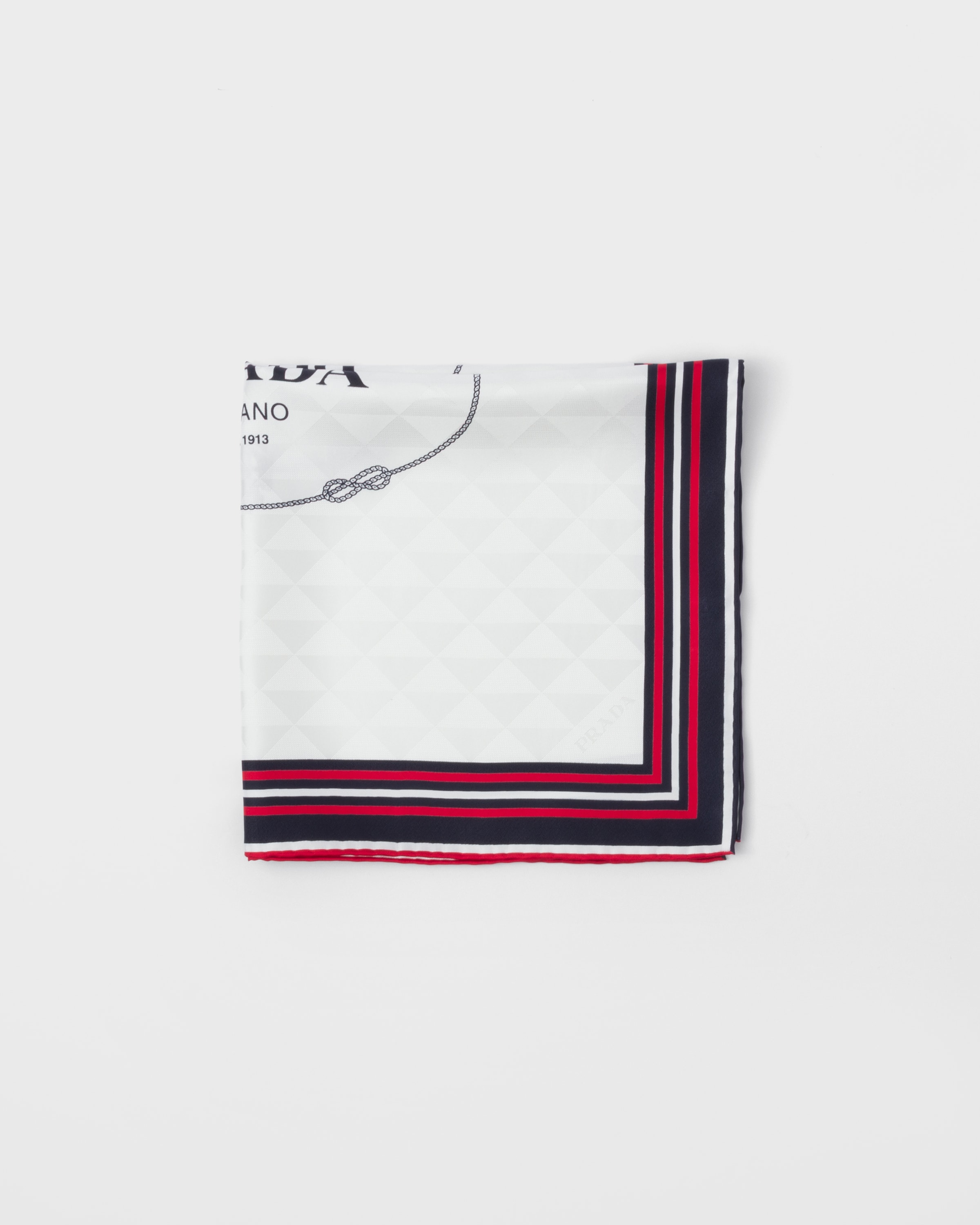 Prada Printed Silk Twill Jacquard Scarf 55 X 55 Cm In White