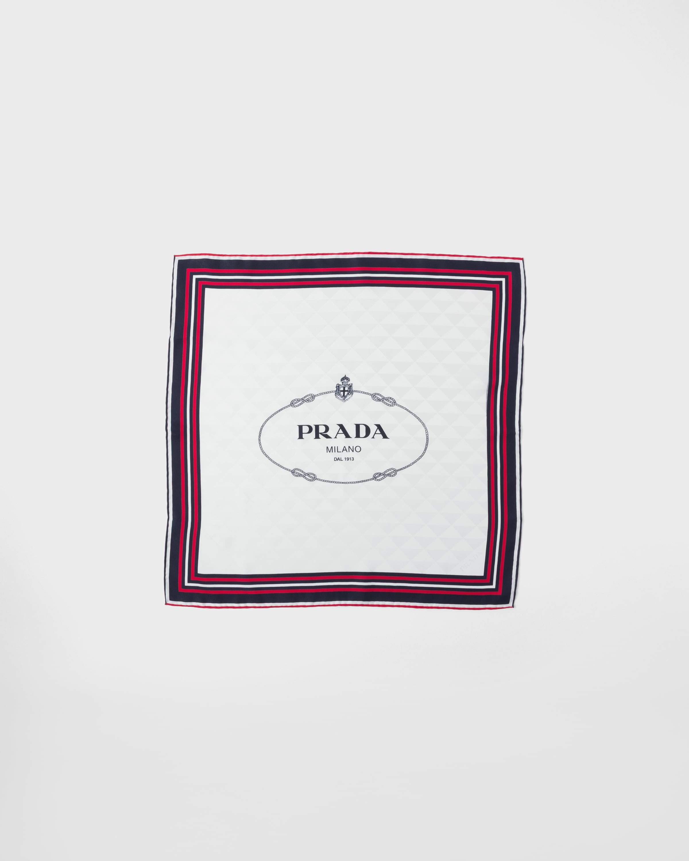 Prada Printed Silk Twill Jacquard Scarf 55 X 55 Cm In White