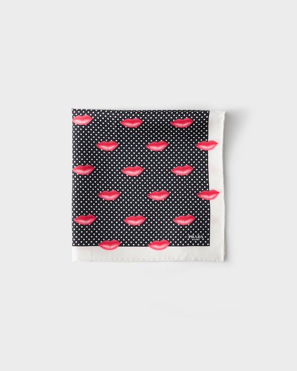 Printed silk twill scarf, 55 x 55 cm - Black Printed silk twill scarf, 55 x 55 cm - Black