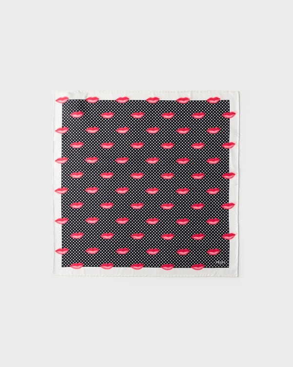 Printed silk twill scarf, 55 x 55 cm - Black Printed silk twill scarf, 55 x 55 cm - Black